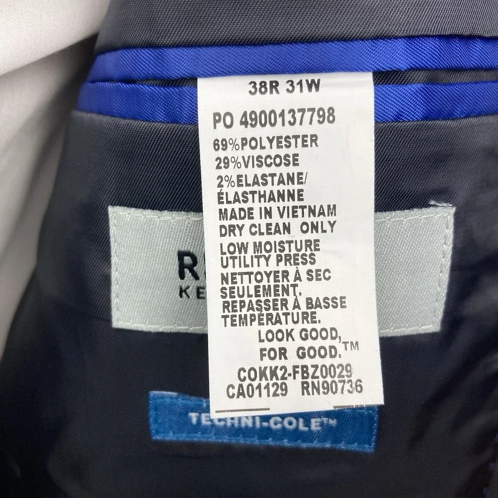 Kenneth Cole Reaction Slim-Fit‎ Stretch Suit Separate Jacket Size 38R E081212